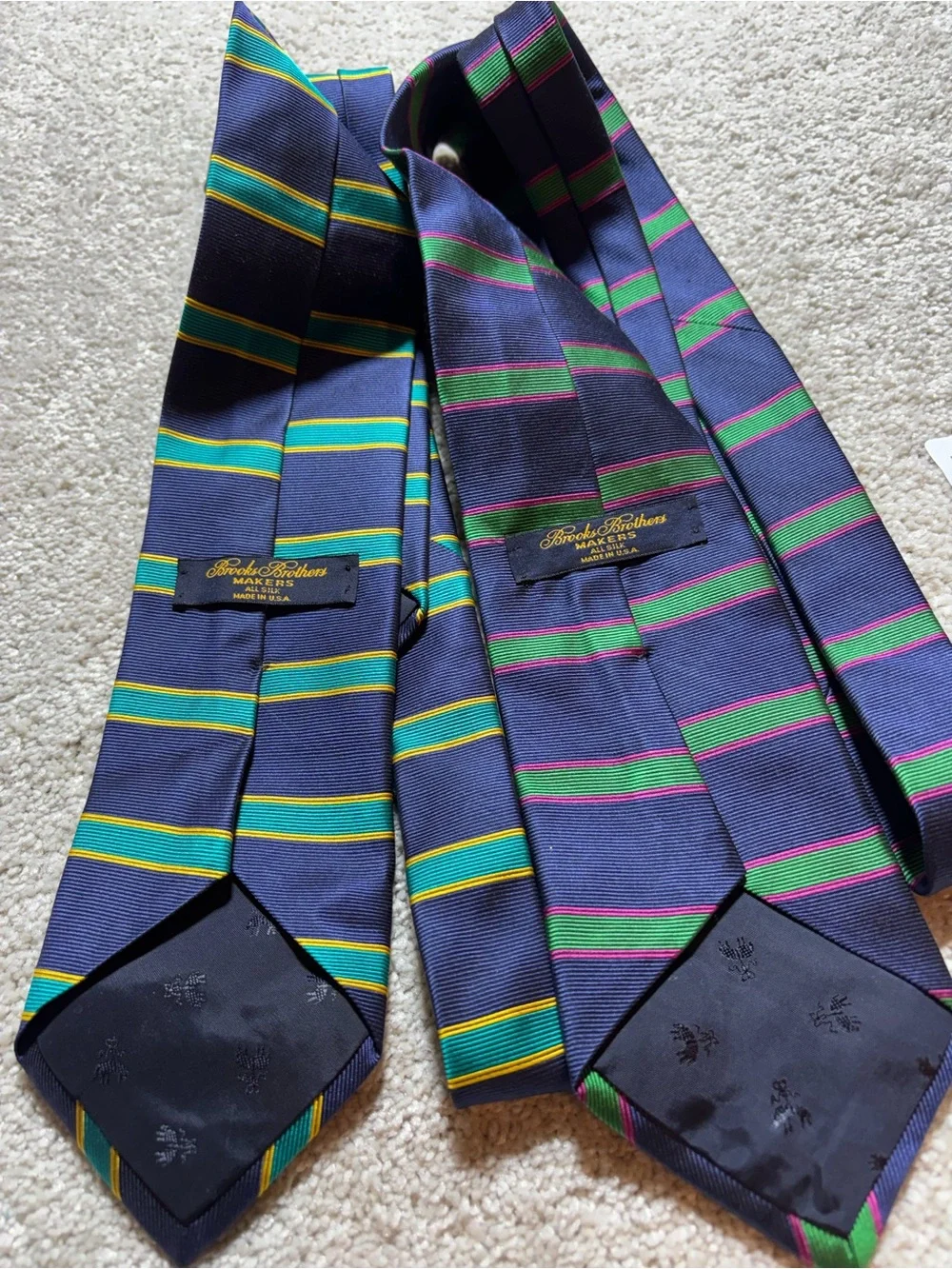 Brooks brothers preppy ties blue/ green strip